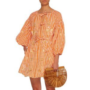 Innika Choo Gingham Embroidered Smock Dress- OS